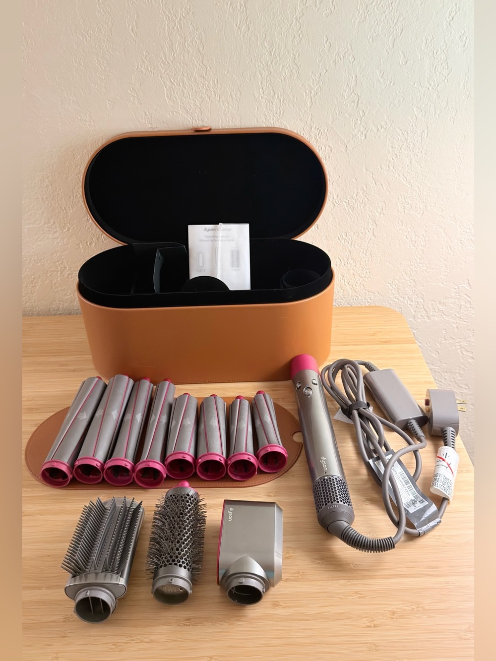 Dyson Airwrap HS01 Complete Nickel Fuchsia + 8 Curling Barrels Case Extras